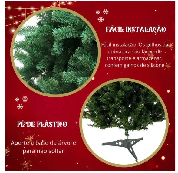 Árvore de Natal Luxo (Cheia) -vários tamanhos: 1,20 m → 150 galhos / 1,50 m → 300 galhos  / 1,80 m → 500 galhos - Envio do Brasil